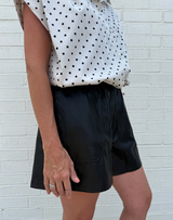 Paperbag Waist Leather Shorts