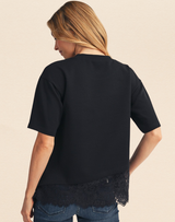 Lace Bottom Crop Blouse