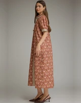 Brown and Pink Printed Maxi Dress