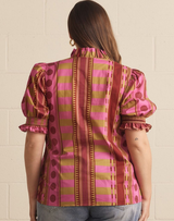 Plum Quarter Sleeve Vneck Top- Extended Sizes
