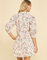 Multi Paisley Drop Waist Button Down Dress