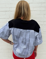 Mixed Media Plaid Blouse