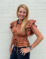 Terra Peplum Flutter Blouse