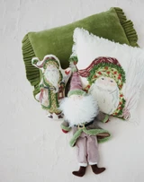 Green Velvet Lumbar Pillow with Ruffle