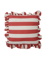 18" Red Stripe Square Pillow with Ruffle