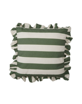 18" Green Stripe Square Pillow with Ruffle