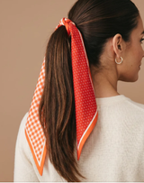 Gingham Orange Twirl and Tie Scarf