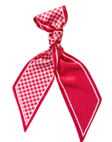 Red Gingham Twirl and Tie Scarf