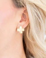 Susan Shaw Mini Gold Square Cross Studs