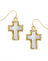 Susan Shaw Small Mother of Pearl Cross Wire Earrings