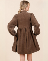 Brown Cotton Babydoll Dress - Extended Sizes