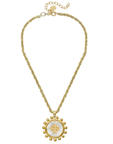 Susan Shaw Mother of Pearl Jerusalem Cross Necklace