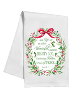 Holly and Berry Crest Scripture Kitchen Towel