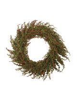 Faux Cypress Wreath Wtih Red Berries (IN STORE PICKUP ONLY)