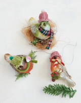 Bird wth Scarf on Branch Ornament