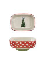 Holiday Stoneware Footed Dish