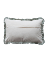Green Stripe With Ruffle Lumbar Pillow