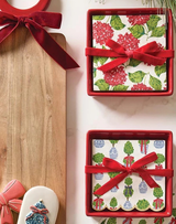 Holiday Topiaries Cocktail Napkins + Tray