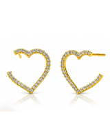 Pave Open Heart Stud Earring