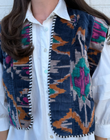 Haveli Velvet Vest- Navy
