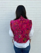 Haveli Velvet Vest- Fuchsia