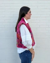 Haveli Velvet Vest- Fuchsia