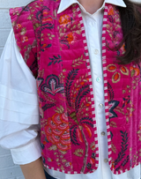 Haveli Velvet Vest- Fuchsia