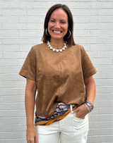 Juliet Suede Top- Tan