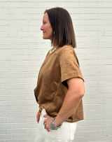 Juliet Suede Top- Tan