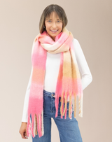 Brushed Woven Plaid Scarf- Pink