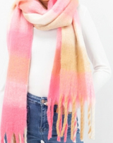 Brushed Woven Plaid Scarf- Pink