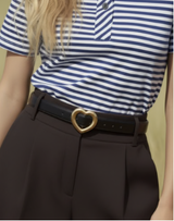 Leather Belt With Heart Buckle
