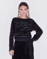Fosi Velvet Polka Dot Top