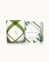 Thymes Frasier Fir Frosted Plaid Medium Candle