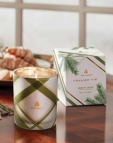 Thymes Frasier Fir Frosted Plaid Votive Candle