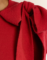 Isabella Knitted Bow Sweater- Red