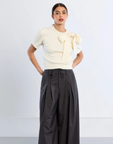 Isabella Knitted Bow Sweater- Cream
