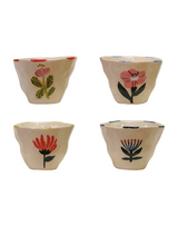 Painted Flower Stoneware Cup - Assorted Colors