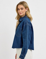 Oversized Cropped Denim Shirt