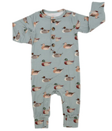 Vintage Ducks Long Sleeve Button Romper