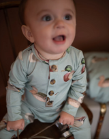 Vintage Ducks Long Sleeve Button Romper