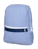 Oh Mint Navy Small Seersucker Backpack