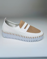 Ilse Jacobsen Latte Tulip Platform Loafer with White Sole