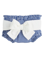Navy Check Diaper Cover with White Bow