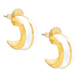 Clara Gold Enamel Open Hoop Huggie Earrings - Assorted Colors