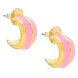 Clara Gold Enamel Open Hoop Huggie Earrings - Assorted Colors