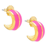 Clara Gold Enamel Open Hoop Huggie Earrings - Assorted Colors