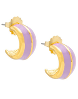 Clara Gold Enamel Open Hoop Huggie Earrings - Assorted Colors