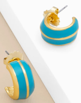 Clara Gold Enamel Open Hoop Huggie Earrings - Assorted Colors