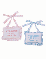 Welcome to the World Embroidered Pillow - Assorted Colors